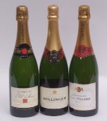 Champagne Bollinger (Special Cuvee), Champagne Pol Aine Reserve Brut, Champagne Charles de Villers