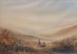 ANTHONY VANDYKE COPLEY FIELDING (1787-1855) Travellers in extensive mountain landscape watercolour