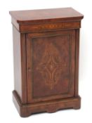 19th century mahogany small side cabinet, inlaid throughout with neo-classical marquetry and with