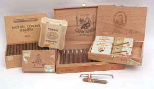 Quantity of various cigars: Corona Superiores CK126 in small sealed wooden box, Monte Cristo mini in