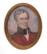 ENGLISH SCHOOL (19TH CENTURY) Portrait of an Irish Officer portrait miniature 6 x 4 1/2cms