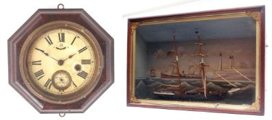 Late 19th century walnut cased American wall timepiece, Seth Thomas, the octagonal moulded