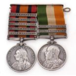 UK: Anglo-Boer War group of two medals comprising Queen's South Africa medal (3rd type) with five