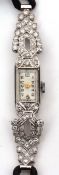 Late 20th century platinum and gem set ladies cocktail watch, Accurist, the 17-jewel movement to a