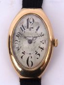 Second quarter of 20th century Swiss 18K wrist watch, Longines, 10 85N, the frosted and gilt