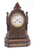 Late 19th century French boule and ebonised mantel clock, Hry Marc et Paris, the architectural