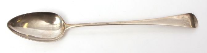 George III Old English pattern basting spoon, crested, length 40 1/2cms, wt approx 111gms, London