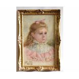 A Camier Lund, signed oil on canvas, Head and shoulders portrait of a young girl, 44 x 27cms
