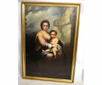 After Bartolome Esteban Murillo, oil on canvas, Mother and Child, 165 x 110cms