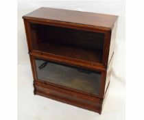 Early 20th century mahogany framed two-tier Globe Wernicke type bookcase with glazed doors and brass