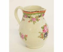 Lowestoft sparrowbeak jug decorated in polychrome with a Curtis style decoration of floral sprays,