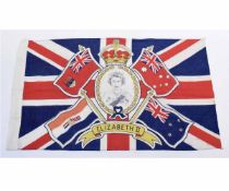 Vintage Elizabeth II British made Union Jack flag, 88cms wide x 57cms drop