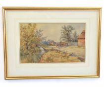 William Edward Mayes, signed and dated 1904, watercolour, Country road with horse and cart, 26 x