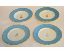 Group of Chamberlain Worcester armorial plates and dishes comprising two dishes and two plates,