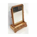 18th century walnut dressing table mirror with rectangular mirror with shaped gilt inserts, fitted