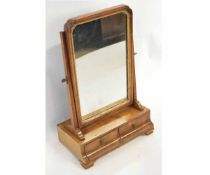 18th century walnut dressing table mirror with rectangular mirror with shaped gilt inserts, fitted