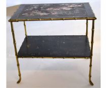 Early 20th century Oriental two-tier side table with lacquered decoration and mother of pearl