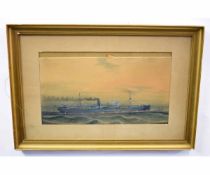 Charles Kensington, signed watercolour, Saba at Sea, 27 x 48cms