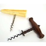 Vintage bone handled corkscrew and one other