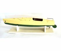 Vintage model launch/speedboat on stand, 60cms long