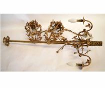 Pair of metal shades in gilt metal with applied florets (2)