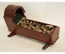 19th century mahogany doll's cot, 54cms long