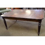 Georgian mahogany rectangular dining table in the Gillows manner, on four reeded legs with brass