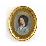 Indistinctly signed and dated 1850, pastel, Portrait of Aunt Sarah Anne, 27 x 19cms, oval