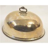 Large silver plated meat cover with cast handle, 40cms long