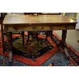 Good quality William IV rosewood side table fitted with two drawers with turned knob handles and