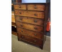 19th century mahogany large proportion chest with two drawers over five full width drawers with