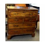 Georgian mahogany secretaire chest with drop front with fitted pigeonhole interior over two over two
