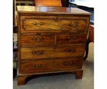 Georgian mahogany secretaire chest with drop front with fitted pigeonhole interior over two over two