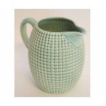 Clarice Cliff water jug, the green ground with a pineapple type design, 16cms high, the base stamped