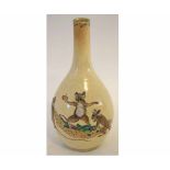 Unusual 19th century Japanese Satsuma vase decorated with three long-tailed marsupials and radishes,