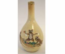 Unusual 19th century Japanese Satsuma vase decorated with three long-tailed marsupials and radishes,