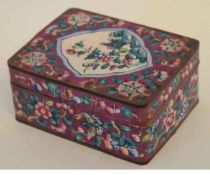 20th century Oriental enamelled (on copper) rectangular box, floral decorated throughout, 12cms wide