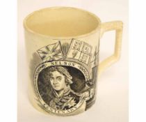 Victorian Staffordshire mug with a print of Nelson, made to commemorate the centenary of Nelson's