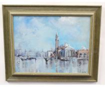Brian Ryder, signed and dated 87, oil on board, "Venice - St Maggiore, Grand Canal", 34 x 44cms