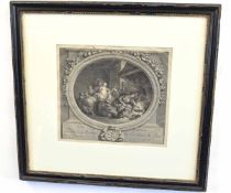 After Fragonard, engraved by N de Launay, pair of antique black and white engravings, "Les Baignets"