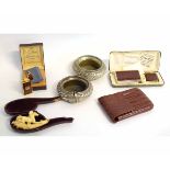 Vintage Meerschaum pipe (a/f), two cased Colibri lighters, vintage cigar case, two ashtrays