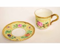 Worcester cup and saucer with gilding and printed floral design