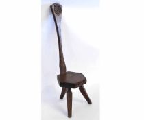 Jack Grimble turners or correction chair, the back embossed with a Tudor Rose design, signed below