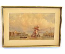 Edward Littlewood, initialled and dated 1879, watercolour, Fishing boats in a harbour, 29 x 48cms