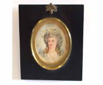 Early 20th century portrait miniature, Marie-Antoinette, 8 x 6cms