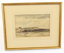 Attributed to Claude Muncaster, pen, ink and watercolour, Coastal view, 24 x 35cms