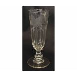 Georgian moulded and wheel engraved ale glass with grapevine detail, 18cms tall