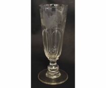 Georgian moulded and wheel engraved ale glass with grapevine detail, 18cms tall