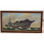 A W G, initialled group of three oils on board, HMS Ark Royal, 19 x 40cms (3)