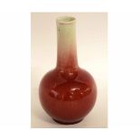 Oriental porcelain vase sang de boeuf, bottle formed neck, 20cms tall (unmarked)